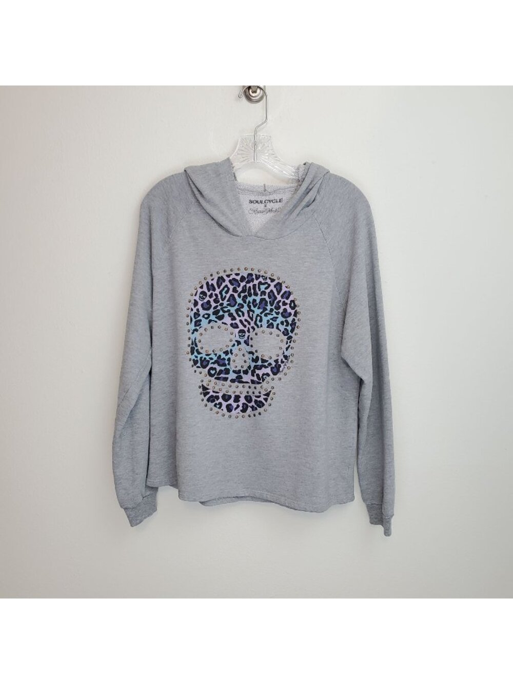 SoulCycle x Lauren Mochi studded skull print hoodie